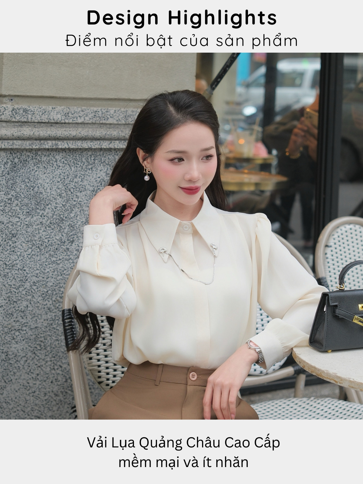ÁO SƠ MI CỔ ĐÍNH DÂY HI0014
