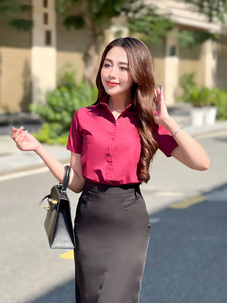SƠ MI CƠ BẢN TAY NGẮN AB0390 Đỏ
