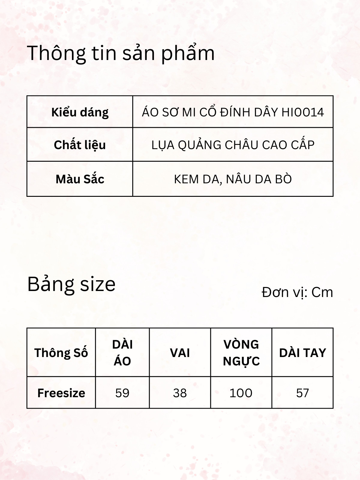 ÁO SƠ MI CỔ ĐÍNH DÂY HI0014