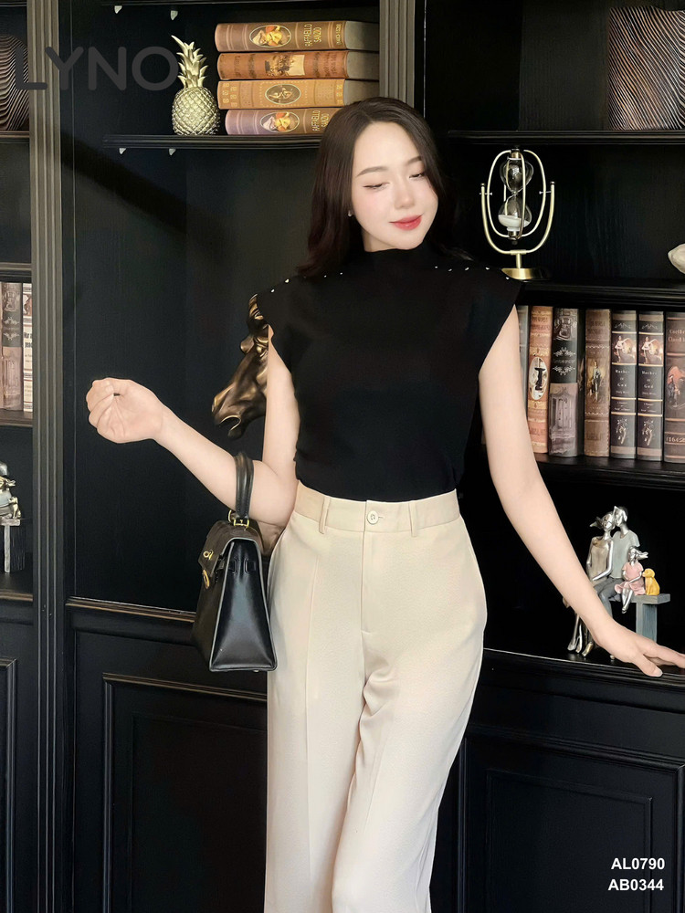ÁO LEN CỔ LỌ ĐÍNH HẠT CƯỜM Ở VAI AL0790 