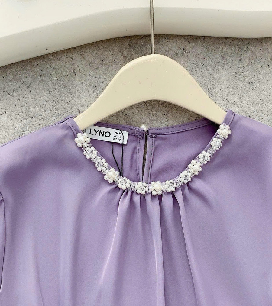 ÁO SƠ MI LỤA TAY DÀI CỔ TRÒN HI0012