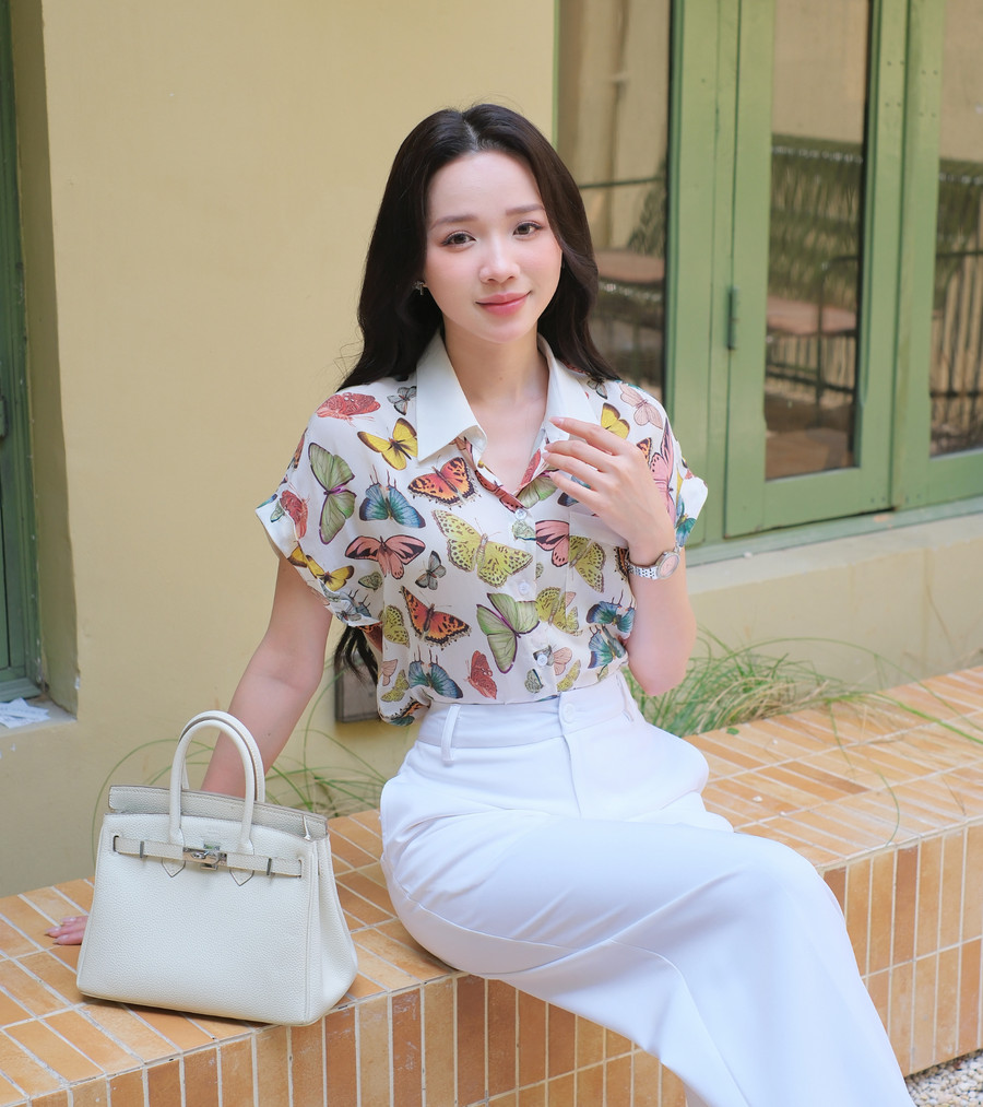 ÁO SƠ MI LỤA CUPRO BƯỚM NGẮN TAY AB0502