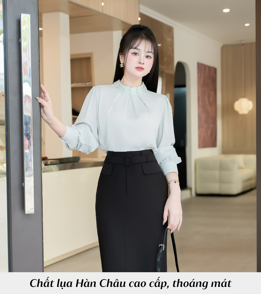 ÁO SƠ MI LỤA CỔ TRÒN HI0026