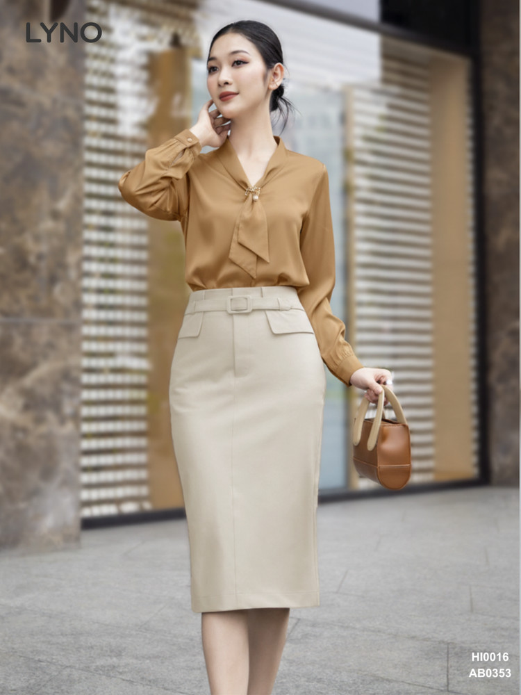 ÁO SƠ MI CỔ NƠ CÁCH ĐIỆU HI0016 Nâu