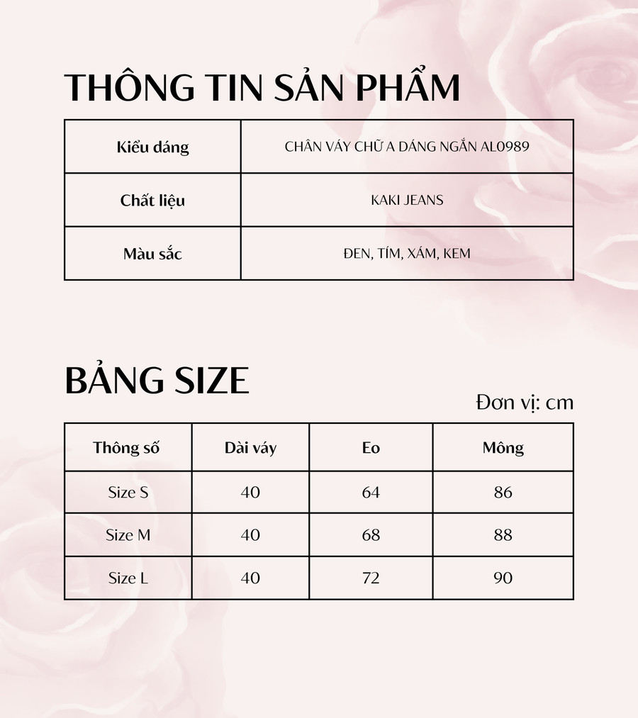 CHÂN VÁY CHỮ A AL0989