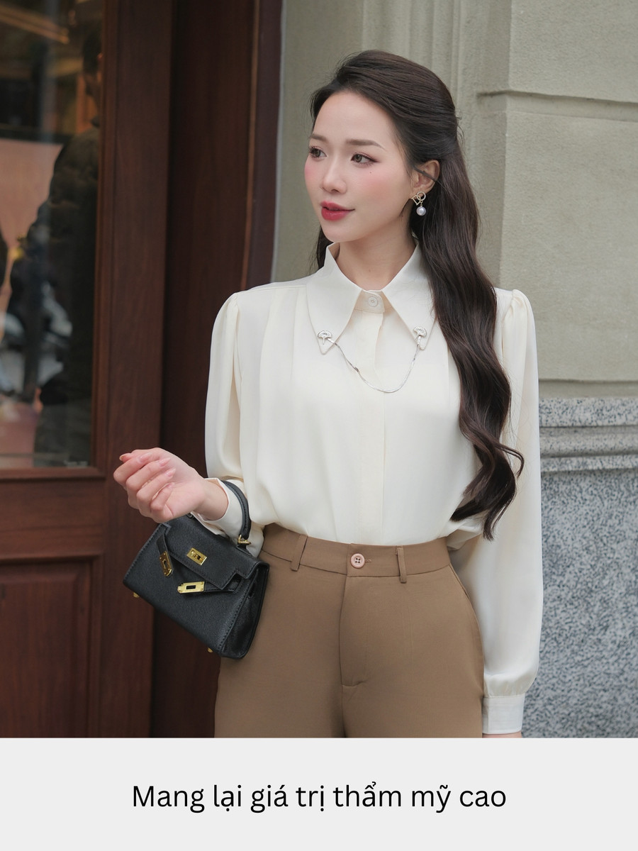 ÁO SƠ MI CỔ ĐÍNH DÂY HI0014
