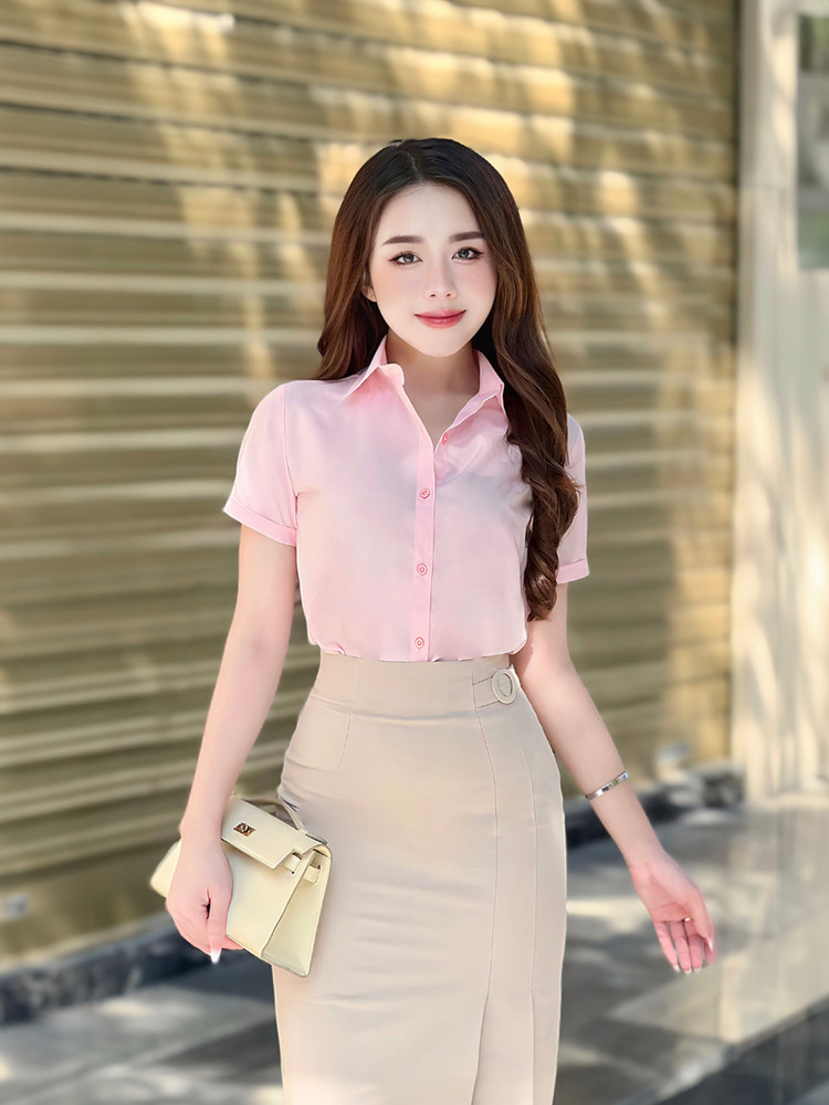 SƠ MI CƠ BẢN TAY NGẮN AB0390 Hồng