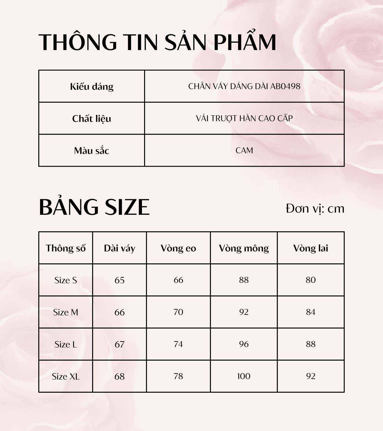 CHÂN VÁY DÁNG DÀI FORM ÔM AB0498