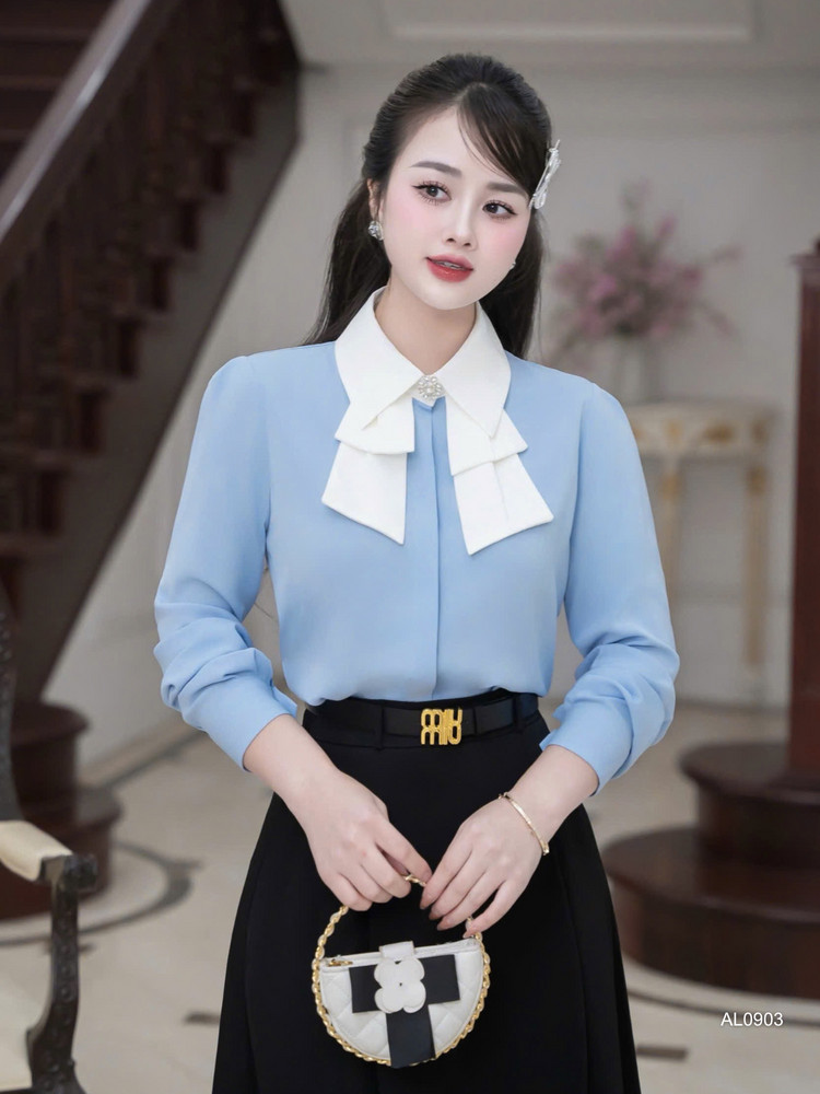 ÁO SƠ MI CỔ KIỂU TAY DÀI AL0903 Xanh Dương
