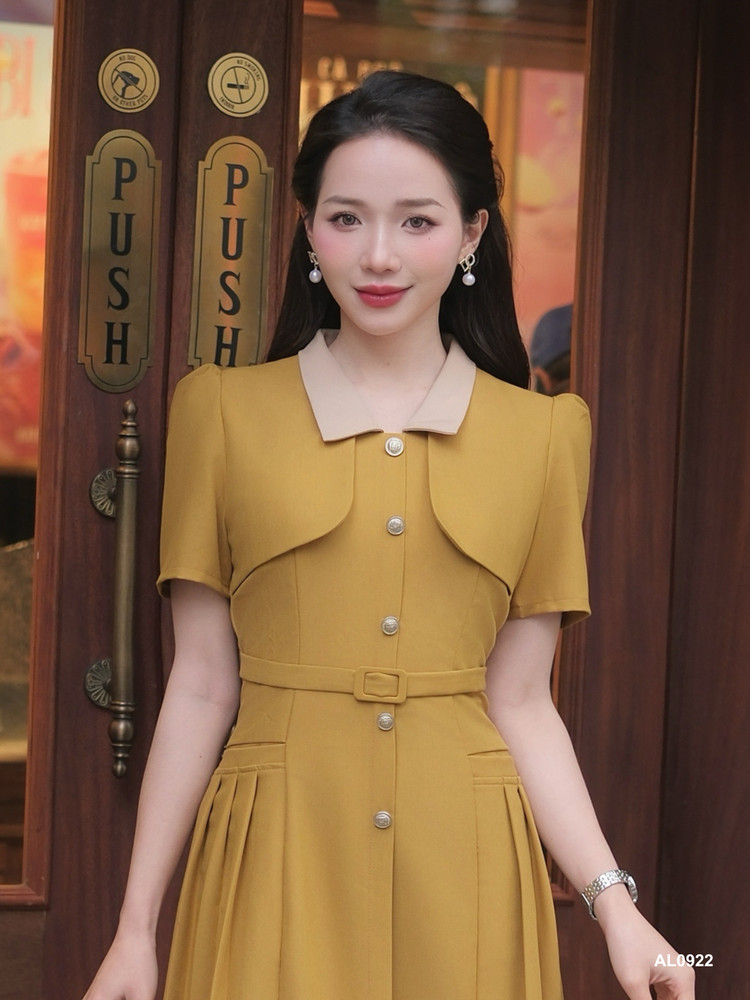 ĐẦM DÀI THIẾT KẾ PHỐI ÁO AL0922 Vàng Kim