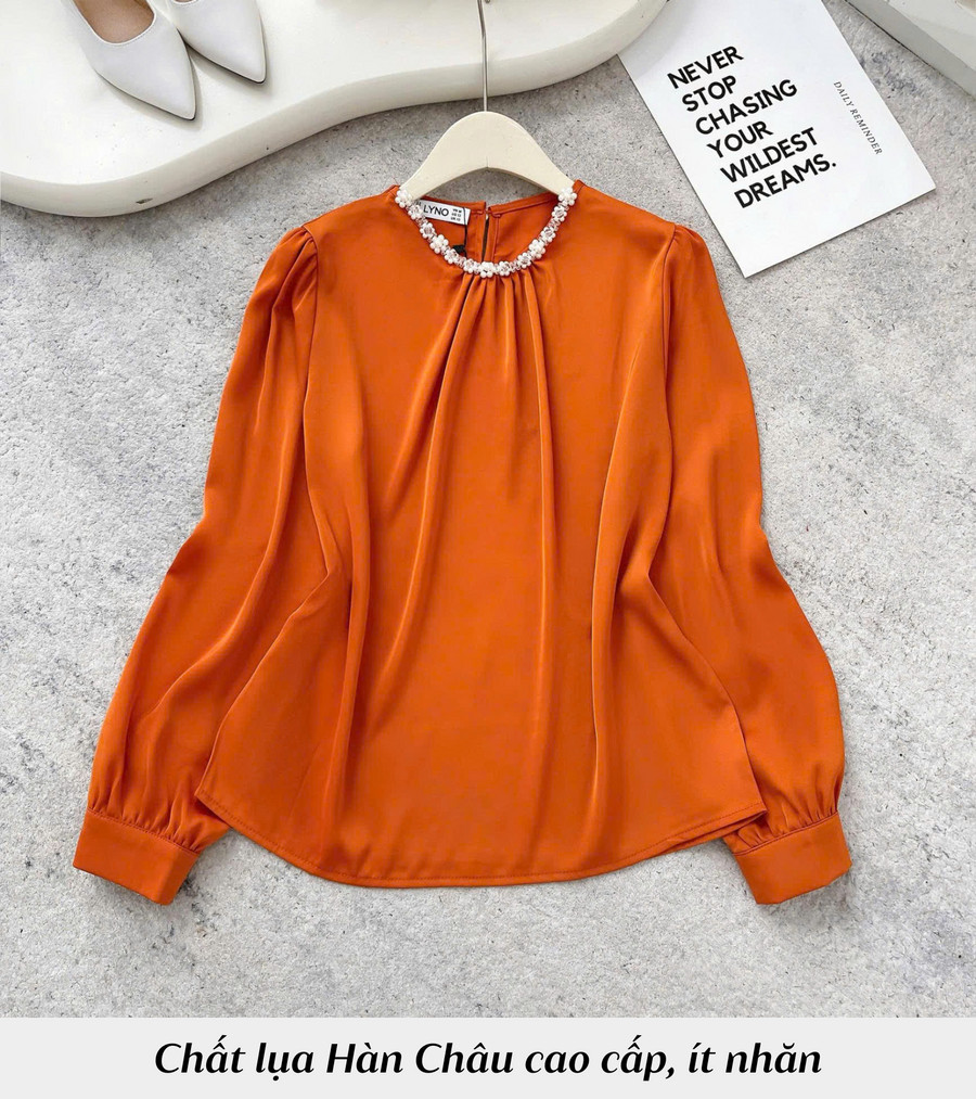 ÁO SƠ MI LỤA TAY DÀI CỔ TRÒN HI0012