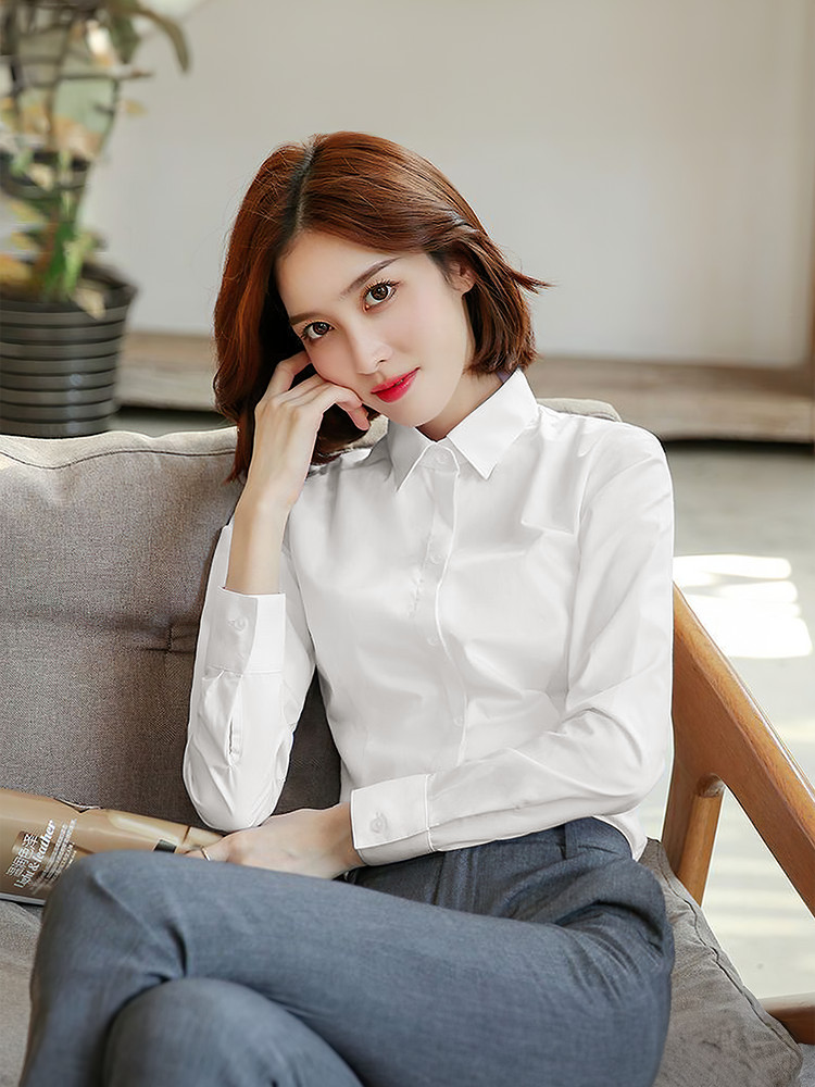 ÁO SƠ MI TAY DÀI BIG SIZE CHIẾT EO AB0480 Trắng Kem