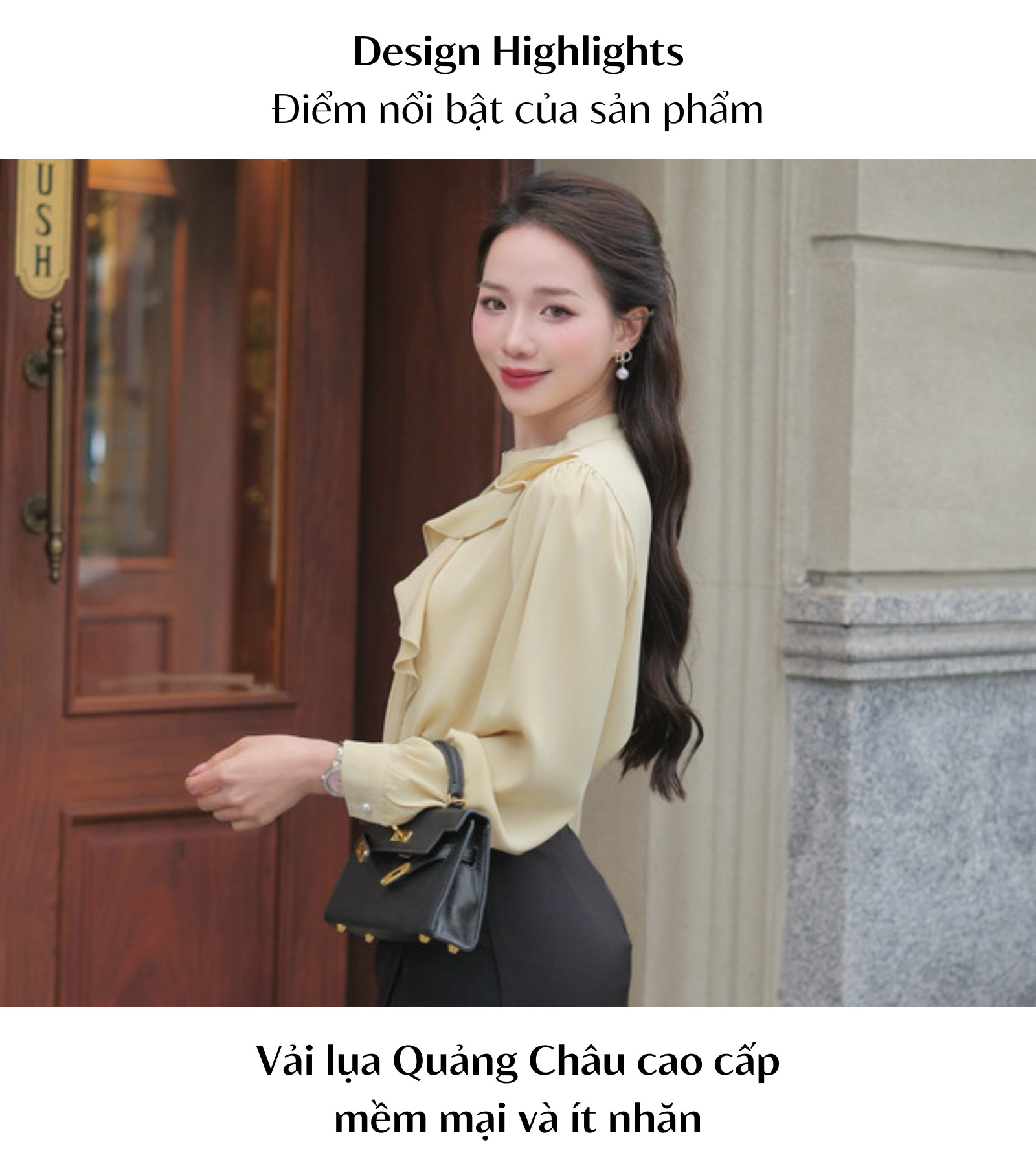 ÁO SƠ MI CỔ TRÒN ĐÍNH NGỌC TRAI HI0015