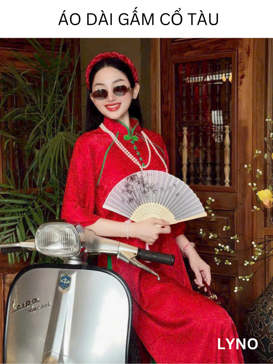 SET ÁO DÀI GẤM CỔ TÀU AL0883