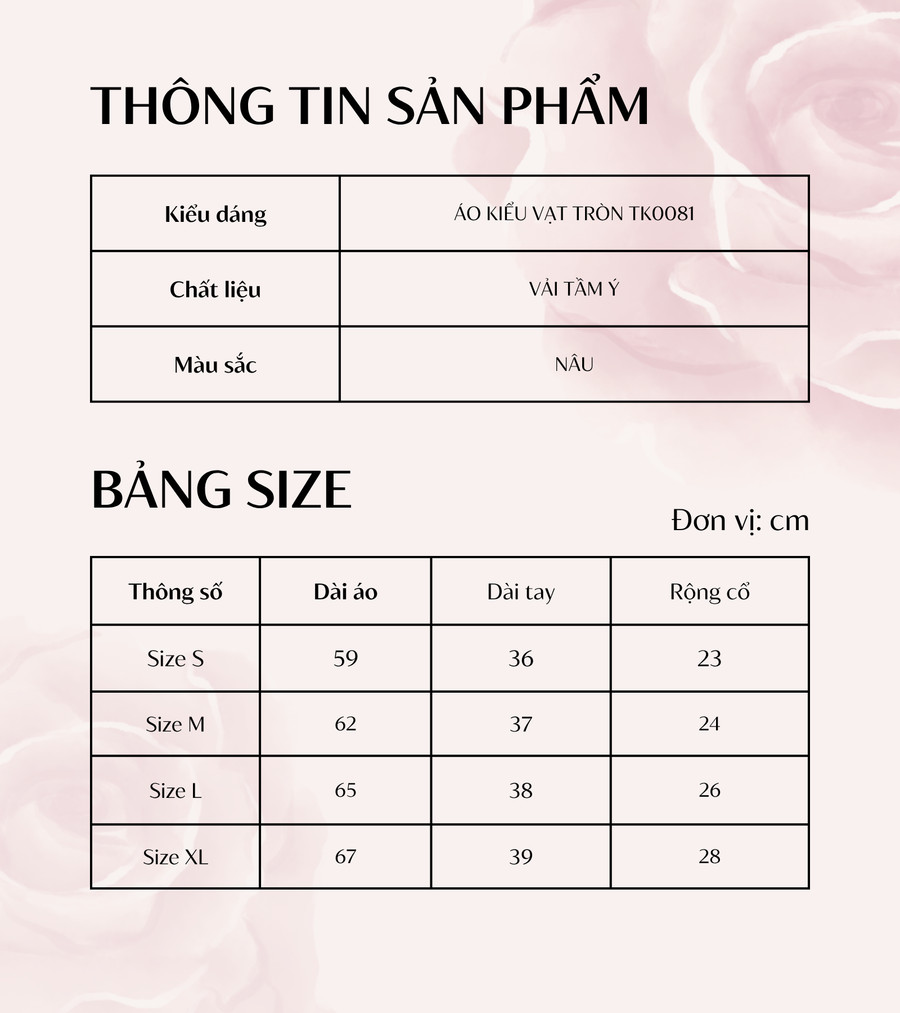 ÁO VẠT TRÒN TK0081