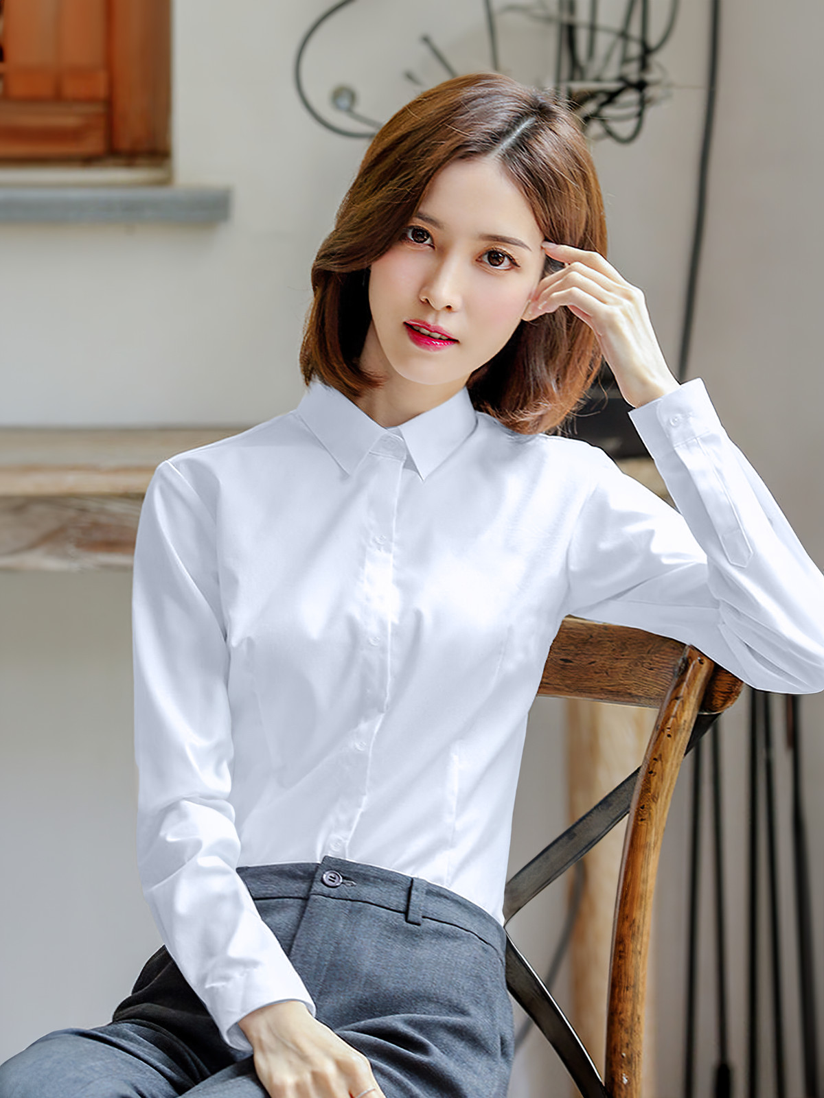 ÁO SƠ MI TAY DÀI BIG SIZE CHIẾT EO AB0480