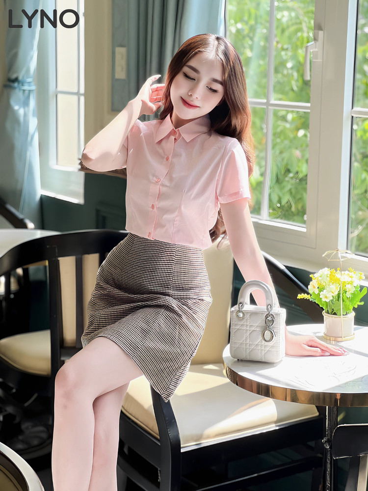 ÁO SƠ MI CHIẾT EO TAY NGẮN AB0483