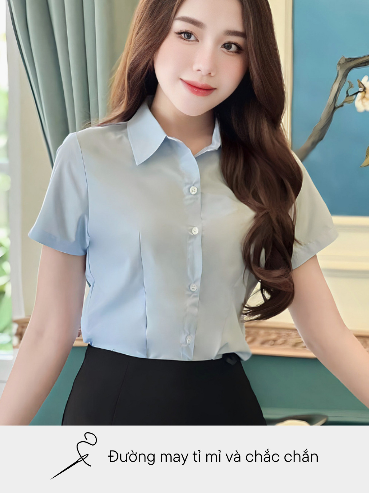 ÁO SƠ MI CHIẾT EO TAY NGẮN AB0483
