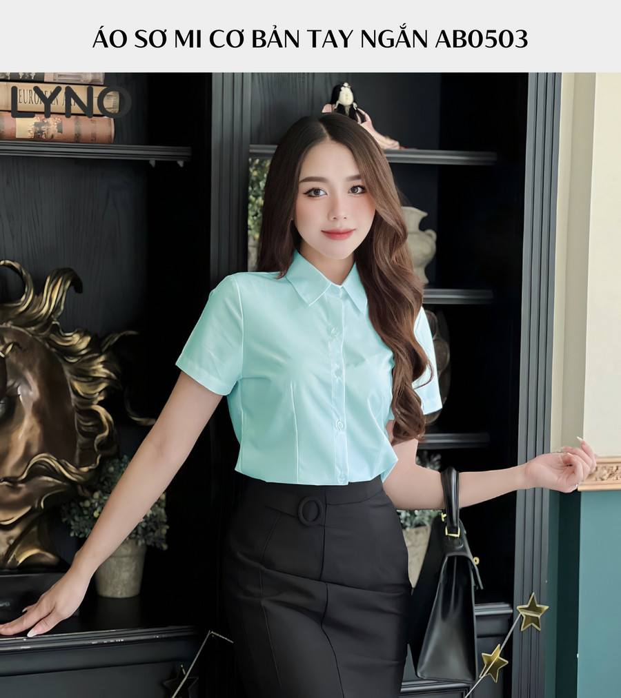 ÁO SƠ MI CHIẾT EO TAY NGẮN AB0503