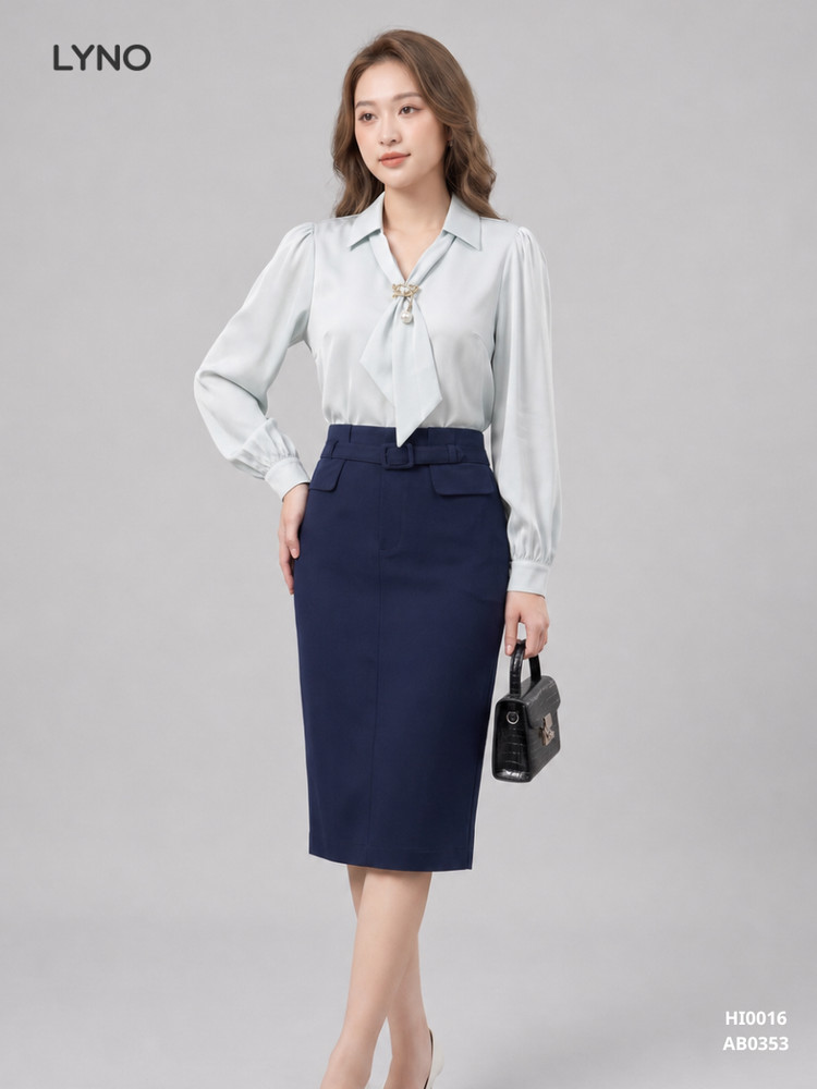 ÁO SƠ MI CỔ NƠ CÁCH ĐIỆU HI0016 Xanh Dương