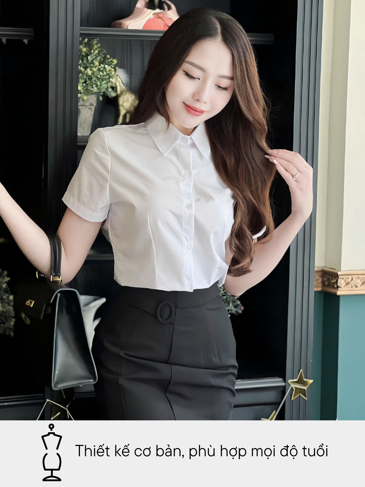 ÁO SƠ MI CHIẾT EO TAY NGẮN AB0483