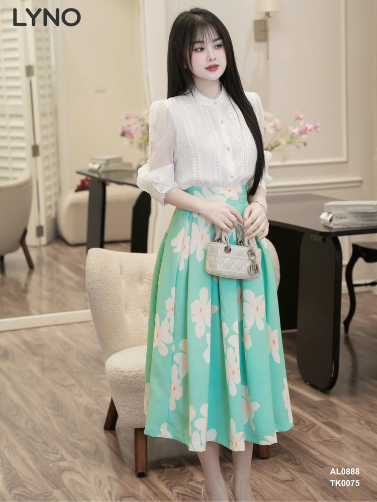 CHÂN VÁY XẾP LY HỌA TIẾT TK0075