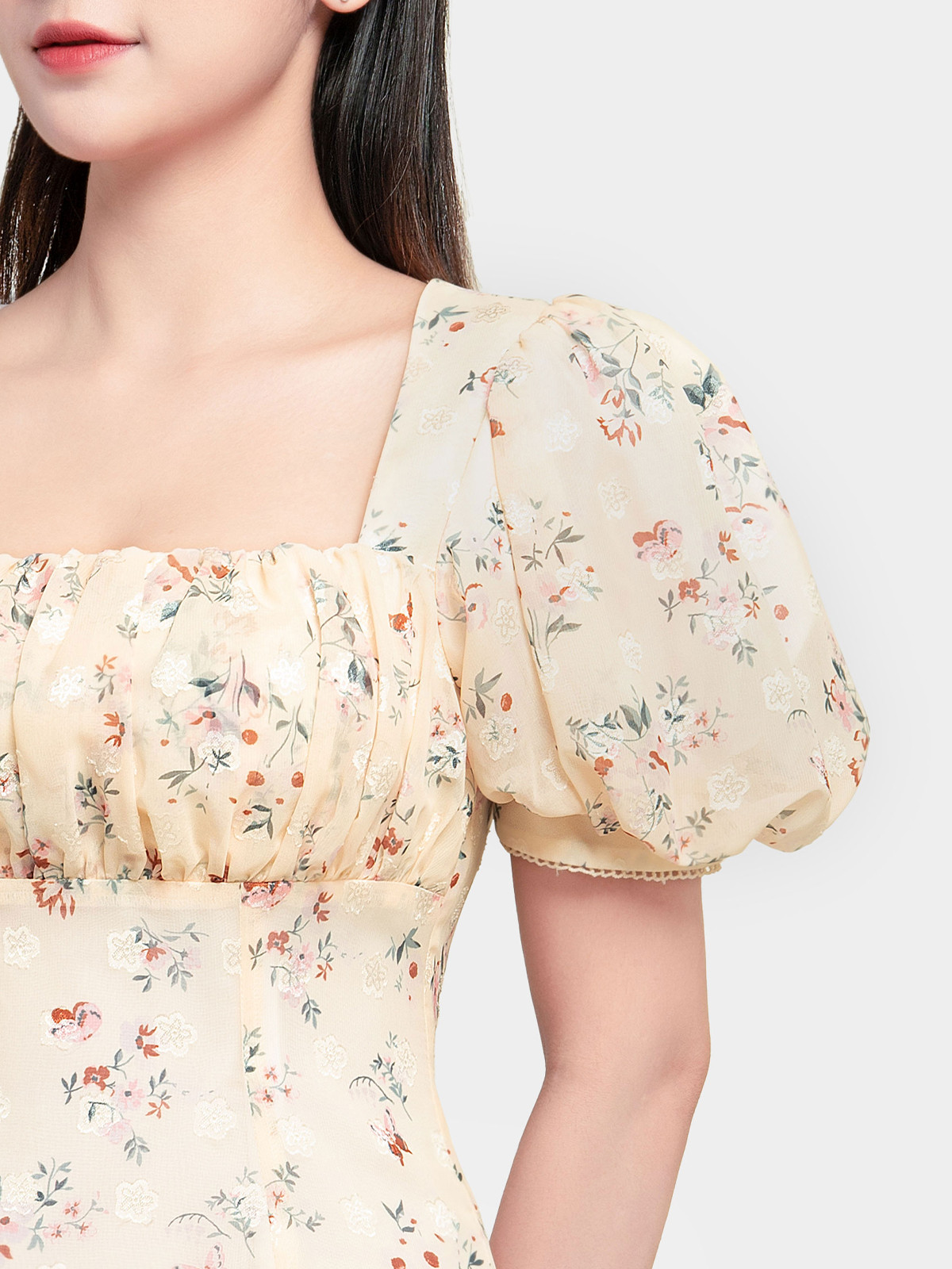 Đầm Hoa Nhí Xếp Ly Nhấn Eo AB0311