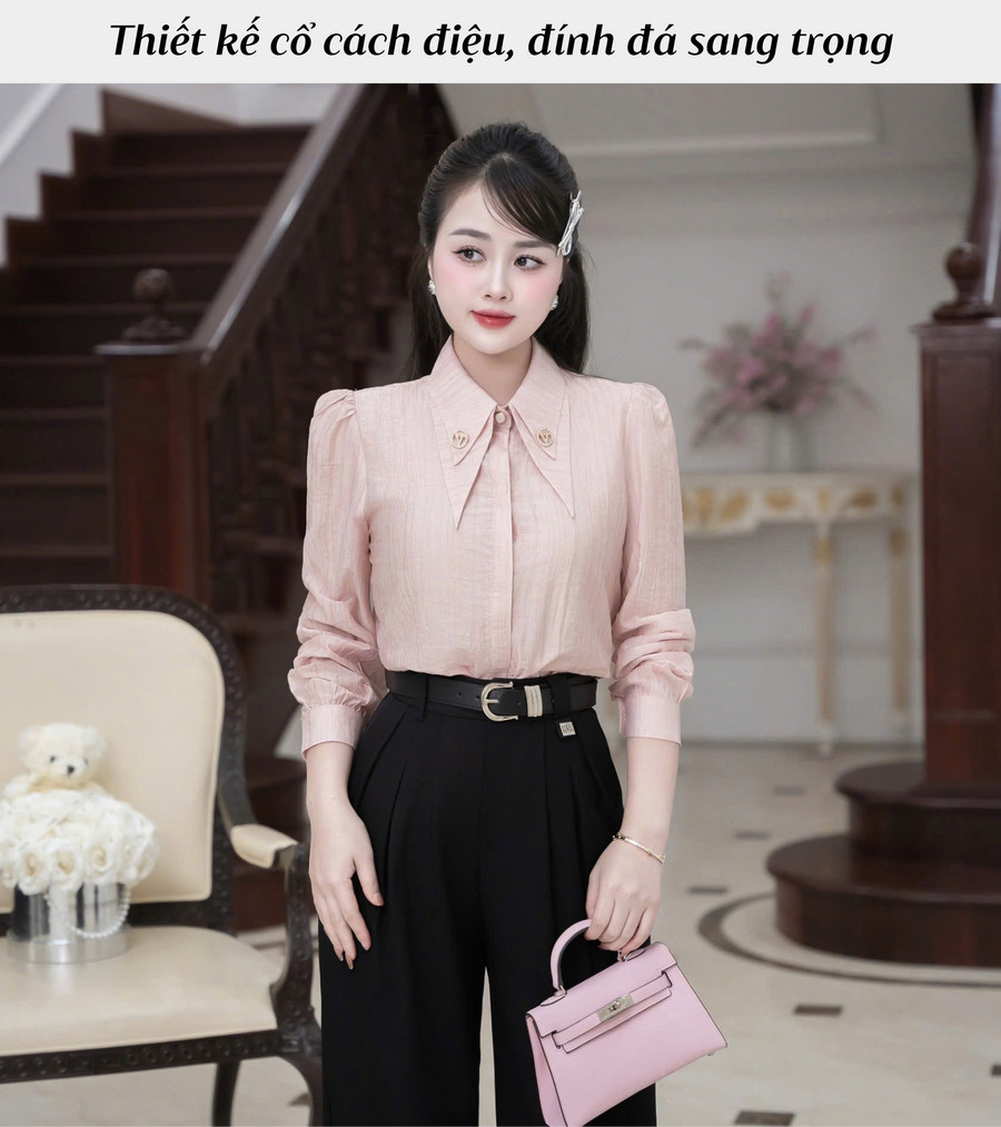 ÁO SƠ MI ĐÍNH KIM TUYẾN TAY DÀI AL0987