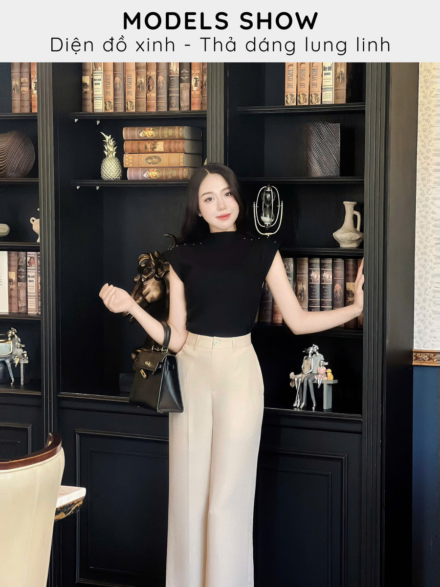 ÁO LEN CỔ LỌ ĐÍNH HẠT CƯỜM Ở VAI AL0790 