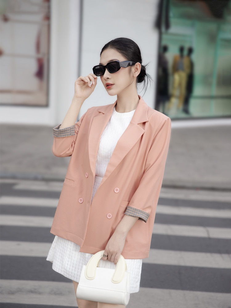 ÁO BLAZER FORM RỘNG CƠ BẢN AB0363 Hồng
